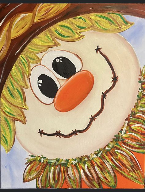 Easy Animal Paintings, Cute Fall Paintings On Canvas Easy, Fall Window Painting, Paintings On Canvas Easy, Hand Painted Windows, Scarecrow Painting, Halloween Canvas Paintings, Window Paintings, Cute Easy Paintings