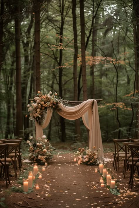 Creating a Charming Forest Wedding Ceremony 5 Wedding Venues Whimsical, Forest Wedding Aesthetic Ceremony Decor, Forest Fairy Wedding, Fall Engagement Party, Scary Pics, Fall Engagement Parties, Pics Of People, Forest Wedding Ceremony, Twilight Wedding