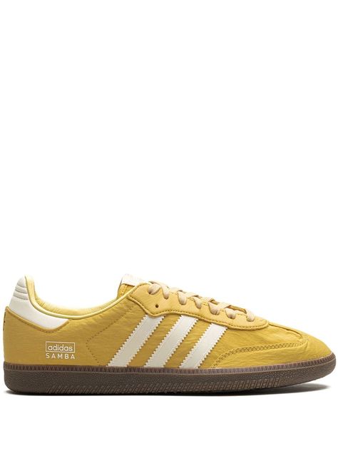 Adidas Samba OG "Reflective Nylon Oat" Sneakers - Farfetch Adidas Samba Yellow, Yellow Sambas, Yellow Samba, Indie Wardrobe, Bison Board, Sambas Adidas Women Outfit, Collage Cutouts, Sneakers 2024, Tuff Fits