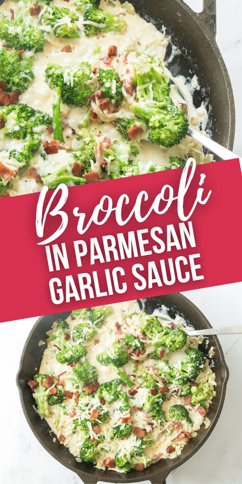 Creamy Parmesan Broccoli, Creamy Garlic Parmesan Broccoli, Broccoli Parmesan Recipes, Recipe For Fresh Broccoli, Broccoli Garlic Sauce, Parmesan Broccoli Recipes, Parmesan Garlic Sauce, Parmesan Sauce Recipe, Broccoli Sauce