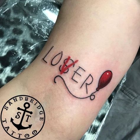 Loser Tattoos, Stephen King Tattoos, Pennywise Tattoo, Design Quiz, Es Pennywise, Tattoo Cross, Taurus Tattoo, Movie Tattoo, Movie Tattoos