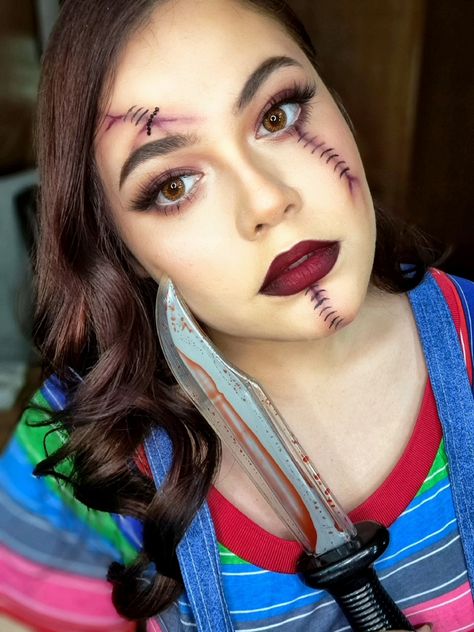 Disfraz chucky mujer, halloween Chucky Girl Costume, Chucky Makeup, Chucky Costume, Halloween Rocks, Halloween Costumes For Girls, Girl Costumes, Halloween Outfits, Maquillaje De Ojos, Halloween Costumes