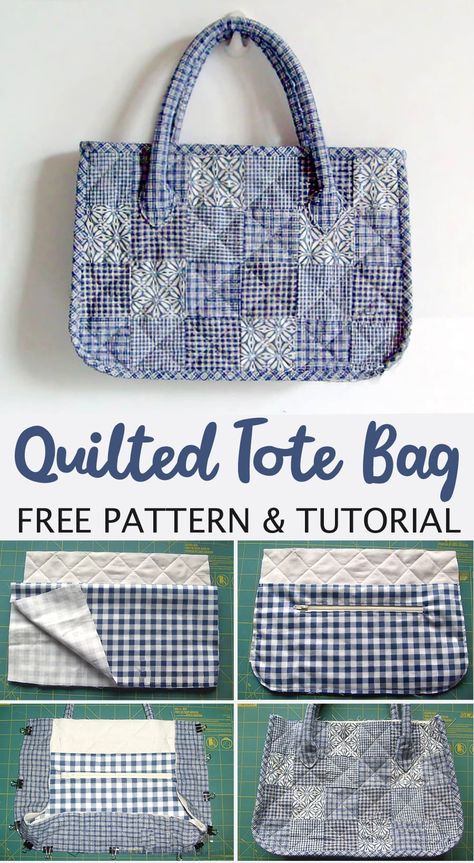 Quilting Tote Bag Tutorial How To Make A Quilted Bag, Quilted Handbags Patterns Free, Quilt Bags And Totes Patterns, Diy Quilted Tote Bag, Sewing Tote Bags Pattern Free, Large Tote Bag Pattern Free, Quilted Bag Patterns Free, Easy Tote Bag Pattern Free, Small Tote Bag Pattern