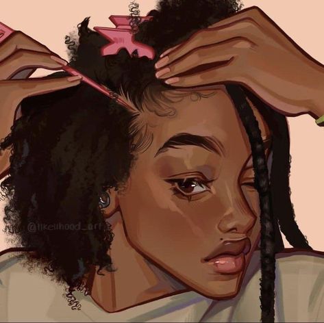 How To Draw Black Hair Braids, Person Braiding Someones Hair Reference, Poc Braids Drawing, Box Braids Drawing Reference, Braid Drawing Reference Black, Black Woman Hairstyle Drawing, Lock Drawing, Afro Hair Drawing, How To Draw Braids