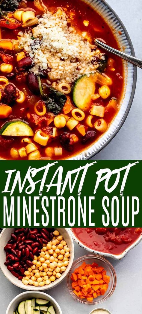 Instant Pot Minestrone Soup, Instant Pot Minestrone, Instant Pot Recipes Vegetarian, Vegan Instant Pot Recipes, Minestrone Soup Recipe, Vegetarian Instant Pot, Pot Recipes Healthy, Healthy Italian, Instant Pot Soup Recipes