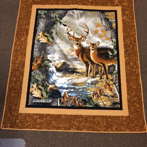 Deer Panel Quilt for my Dear Window Pane Quilt, Attic Window Quilts, Camo Quilt, Deer Quilt, Wildlife Quilts, Charm Pack Quilt Patterns, Panel Quilt Patterns, Fabric Panel Quilts, Machine Quilting Patterns