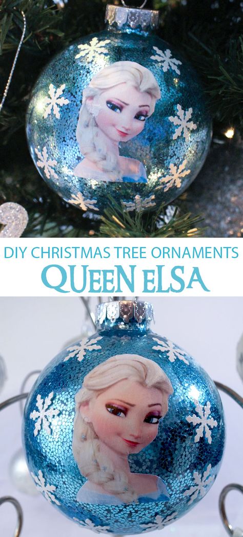 Diy Frozen Christmas Ornaments, Elsa Christmas Tree, Grandkids Ornaments, Cutout Snowflakes, Frozen Christmas Decorations, Frozen Christmas Ornaments, Elsa Christmas, Frozen Tree, Frozen Christmas Tree