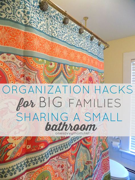 Organization Hacks For Big Families Sharing A Small Bathroom - Frugal Quick & Simple Tips To Make The Most of Your Space. Make it more functional and feel bigger with these simple items / tips   #TossTheTube ad Kids Small Bathroom Ideas, Small Kids Bathroom Ideas, Big Family Organization, Shower Storage Ideas, Large Family Organization, Kids Shared Bathroom, Small Kids Bathroom, Kids Bathroom Storage, Nyc Mom