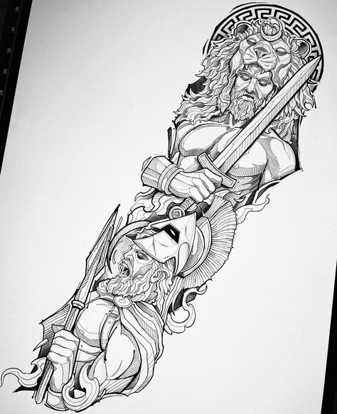 Ares Greek Mythology, Greek Mythology Sleeve, Nft Wallpaper, Hercules Tattoo, Tato Maori, Greek God Tattoo, Gladiator Tattoo, Zeus Tattoo, Spartan Tattoo