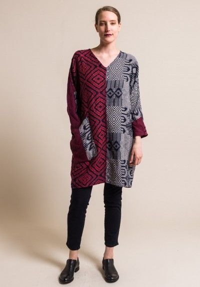 Mieko Mintz 2-Layer Bara Bara Dolman Sleeve Tunic in Red/White Red Folk Style Tunic Kaftan, Red Folk Style Long Sleeve Kaftan, Mieko Mintz, Santa Fe Plaza, Santa Fe Dry Goods, Dry Goods, Wild Life, Dolman Sleeve, Santa Fe