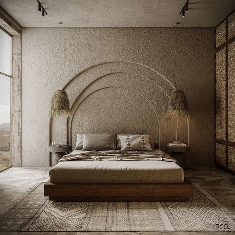 RUSTIC Bedroom Design :: Behance Rustic Aesthetic Bedroom, Resort Style Bedroom, Bedroom Mediterranean, Dubai Islands, Tiles For Bedroom, Cloud Bedroom, Minimal Rustic, Bunk Bed Rooms, Rustic Bedroom Design