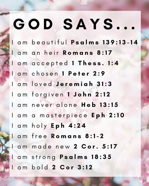 What God Says About Beauty, God Says I Am Scriptures, God Says You Are Beautiful, God Says You Are Poster, You Are Valuable To God, You Say God Says, Who God Says You Are, What God Says I Am, God Says You Are Enough