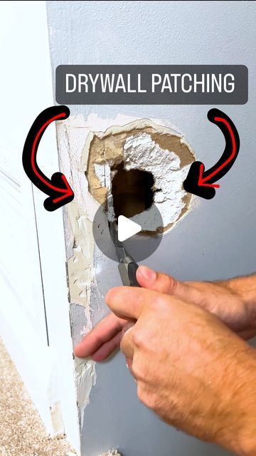 No wood required  - Here is one of the fastest Drywall patches for a wide range of holes.  - #drywall #drywallrepair #drywallpatching #ho... | Instagram Fix Drywall Holes, Fixing Holes In Walls, How To Patch Drywall Holes, Diy Drywall Repair, How To Repair Drywall, Drywall Repair Hole, Hole In Wall Repair, Dry Wall Repair, Patching Holes In Walls