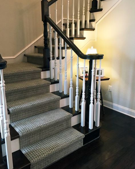 Design Superstore - Traditional - Staircase - Austin - by DesignCo. | Houzz Black Spindles Staircase, Black Spindles, Black Handrail, Staircase Contemporary, Transitional Staircase, Stainless Steel Balustrade, Traditional Staircase, Contemporary Staircase, Small Accent Tables