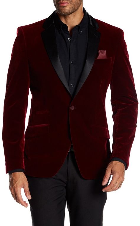 Suslo Couture Velvet Sateen Notch Lapel Slim Fit Blazer Velvet Red Suit, Red Velvet Coat Outfit, Wine Blazer Outfit Men, Burgandy Blazer Outfit, Fae Wedding, Velvet Blazer Mens, Dark Red Suit, Velvet Blazer Outfit, Red Velvet Blazer