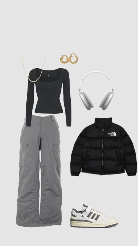 Headphones, Sneakers, Grey, Pants, White, Black, Trousers