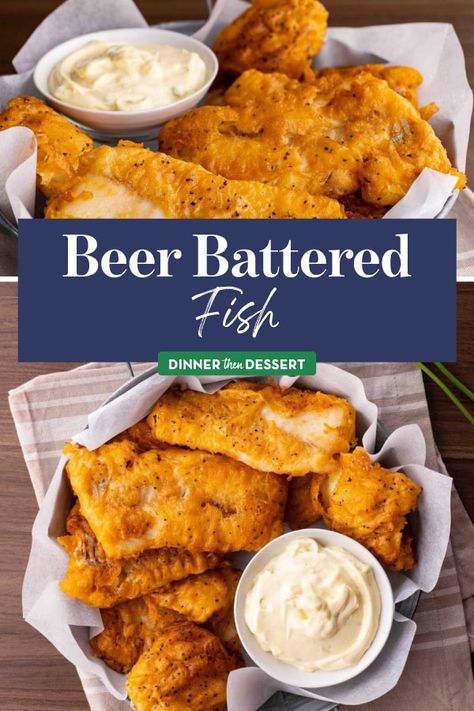 Beer Battered Fish is an easy recipe made with fresh cod filets dipped in seasoned batter and fried until golden brown and crispy. Try today! Beer Battered Fish Sandwich, Fish Breading Recipe, Breading For Fish, Fried Cod Fish Recipes, Beer Batter Fish, Fried Fish Batter, Fried Cod Fish, Cod Filets, Beer Battered Fish Recipes