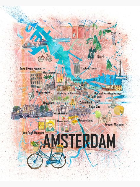 Amsterdam Stickers, Pink Paris Wallpaper, Amsterdam Map, Travel Vision Board, Paris Wallpaper, Scrapbook Printing, Van Gogh Museum, Scrapbooking Stickers, Anne Frank