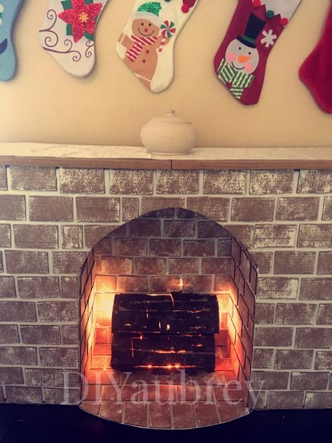 How To Make A Cardboard Fireplace, Diy Fireplace Photo Prop, Christmas Diy Fireplace, Temporary Fireplace, Diy Fireplace Christmas Decor, How To Make A Fake Fireplace, Card Board Fireplace, Pretend Fireplace, How To Make A Fake Fireplace For Christmas