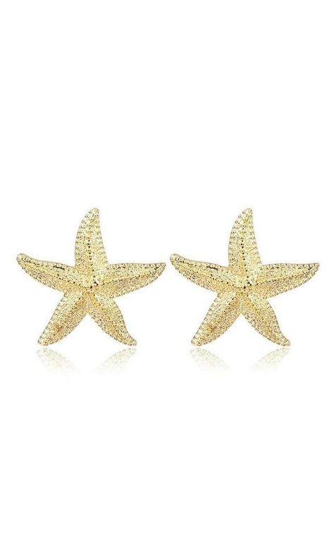 Star Fish Earrings, Gold Beach Jewelry, Aesthetic Earrings, Gold Beach, Formal Makeup, Christmas Day Outfit, Wishlist 2024, Starfish Earrings, Chunky Earrings