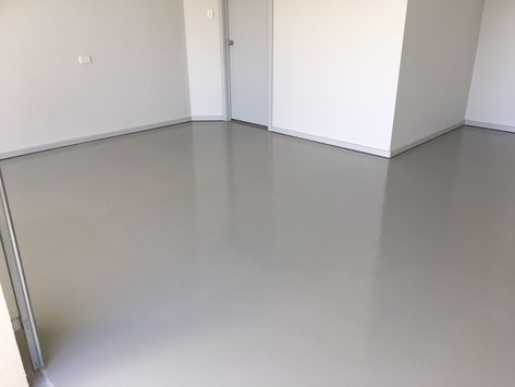 Light Grey Epoxy Garage Floor, Grey Epoxy Garage Floor, Light Gray Epoxy Floor, Epoxy Floor Basement, Painting Basement Floors, Small Laundry Space, Epoxy Garage Floor, Ladies Bathroom, Concrete Floor Coatings