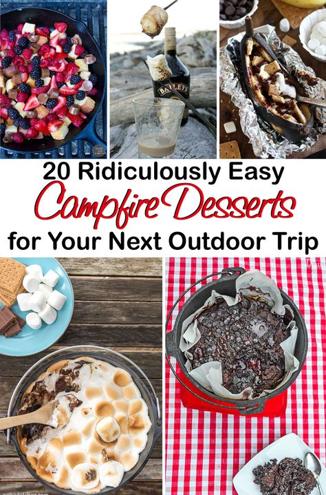 20 Ridiculously Easy Campfire Desserts for Your Next Outdoor Trip Campfire Desserts, Camping Desserts, Campfire Food, Campfire Cooking, Easy Camping, Camping Fun, Camping Ideas, Camping Food, Camping Meals