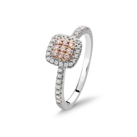 A beautiful blend of natural Australian Argyle pink diamonds with fine white diamonds. Craftedin 18ct rose and white gold.