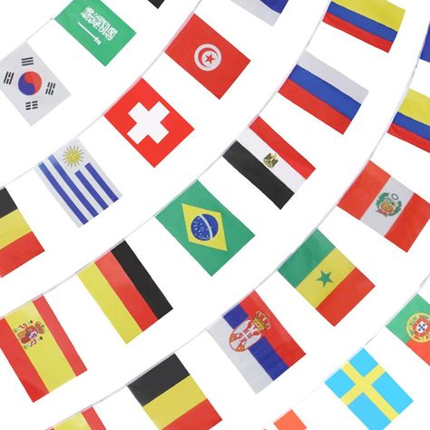 ANLEY 7.5 ft. x 11.5 ft. String Flag for 2018 World Cup, Group Match 32 Teams Countries Soccer Decoration Banners Temple University Dorm, World Cup Teams, Olympic Party, International Flags, Temple University, Pennant Banner, Sports Room, Bar Party, Custom Flags