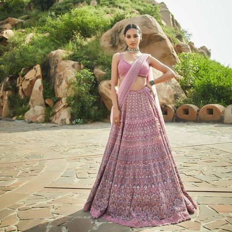 JADE by Monica and Karishma on Instagram: “‘Uttara’ embodies celestial radiance and earthy elegance. The soft Rose Pink palette gets a touch of our ombre artistry to create a look…” Chikankari Lehenga, Desi Wear, Pink Palette, Half Saree Designs, Indian Bridal Outfits, Indian Couture, Bridal Blouse Designs, Indian Wedding Outfits, Lehenga Designs