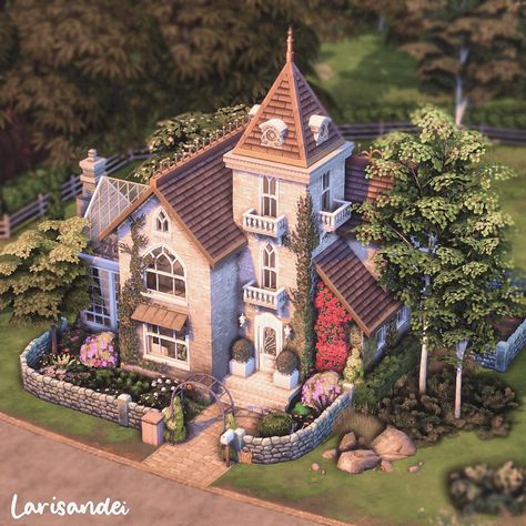 Sims Windenburg House, Sims Exterior Design, Sims 4 Cute Cottage, Sims Windenburg, Sims House Ideas Exterior, Cottage Layout Floor Plans, Cute Cottage Exterior, Sims 4 Houses Exterior, Windenburg House Sims 4