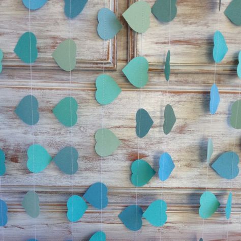 3 Metres Tropical Collection Ocean Aqua Azure Blue Heart Garland Shabby Chic beach wedding decoration, baby shower decoration Chic Beach Wedding, Paper Heart Garland, Shabby Chic Beach, Beach Baby Showers, Beach Wedding Colors, Beach Wedding Guests, Blue Bridal Shower, Bridal Table, Wedding Photo Props