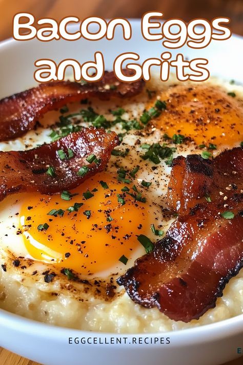 If you are craving a hearty and comforting breakfast, Bacon Eggs and Grits is the perfect choice. #eggs bacon grits sausage #eggs grits bacon #grits with eggs and bacon #eggs bacon grits breakfast #eggs bacon grits sausage breakfast #grits bacon and eggs #bacon eggs grits casserole #cheese grits bacon and eggs #grits with eggs #grits eggs and sausage #breakfast casserole grits sausage eggs #breakfast casserole with grits eggs and sausage Breakfast Casserole With Grits, Eggs Bacon Grits Sausage, Eggs And Sausage Breakfast, Eggs And Grits, Breakfast Grits, Bacon Grits, Grits And Eggs, Egg Breakfast Recipes Easy, Grits Breakfast