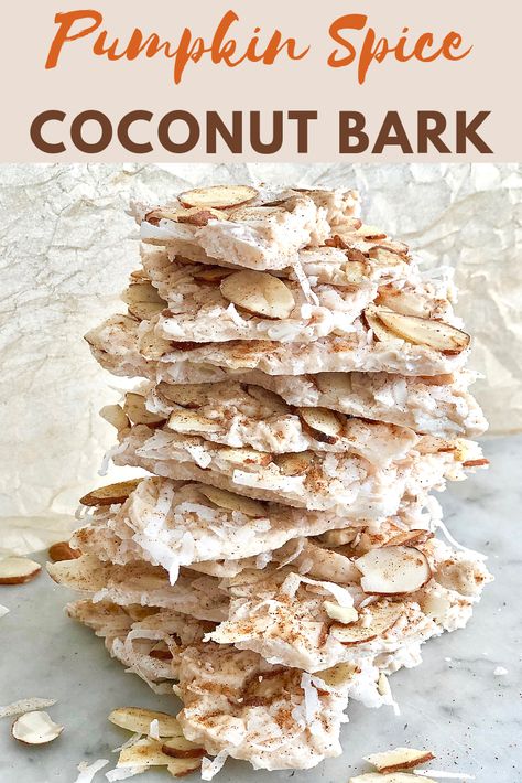 Pumpkin Spice Coconut Bark is the perfect treat to make with kids of all ages! Get your pumpkin fix with this YUMMY candy! #pumpkinspice #pumpkincandy #pumpkinspicecoconutbark #pumpkinbark #desserts #sweets #holidays #halloween #pumpkin #fall | QuicheMyGrits.com Vintage Strawberry Cake, Pumpkin Bark, Coconut Bark, Bark Candy, Yummy Candy, Quick Vegetarian Recipes, Happy Pumpkin Spice Season, Pumpkin Coconut, Pumpkin Cravings