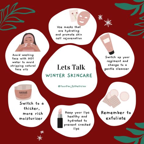 Thursday Skincare Tip, December Esthetician, Skin Care Education, Christmas Skincare Post, Winter Skincare Aesthetic, Christmas Skincare Quotes, Christmas Esthetician Post, Winter Skincare Tips, Skincare Topics