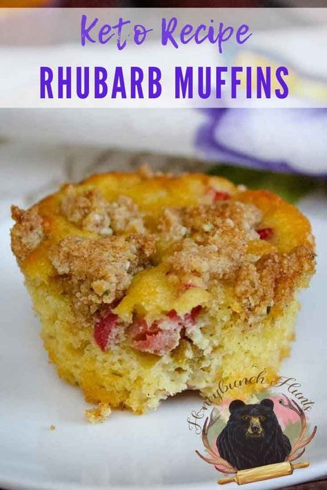 Low Carb Rhubarb Muffins, Keto Rhubarb Muffins, Keto Rhubarb, Fresh Rhubarb, Keto Board, Keto Muffins, Rhubarb Muffins, Toddler Foods, Desayuno Keto