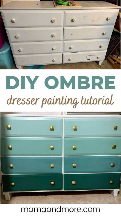 Diy Furniture Makeover Projects, Diy Furniture Redo, Diy Projects To Sell, Painting Countertops, Diy Ombre, Diy And Home Improvement, Diy Dresser, Old Dressers, Painting Furniture Diy