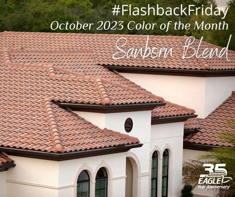 Let's kick it back to October 2023 for this month's #FlashbackFriday featuring 3603 Sanborn Blend* in our Capistrano profile! A stunning fusion of terracotta and brownish tan with black streaking, this Mediterranean-influenced concrete roof tile is truly dazzling. Offered exclusively in one silhouette, the enticing barrel waves of this exquisite crown will create gorgeous visual appeal on any residential or commercial structure. 

*Availability varies by region. Spanish Style Roof Tiles, Concrete Roof Tiles, Terracotta Roof Tiles, House Flip, Color Of The Month, Terracotta Roof, Mediterranean Villa, 2023 Color, Round Tiles