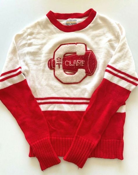 Cheer Sweater, St Clare, School Sweater, Varsity Sweatshirt, Varsity Sweater, Preppy Sweater, White Pullover, Vintage Swim, Sport Sweater