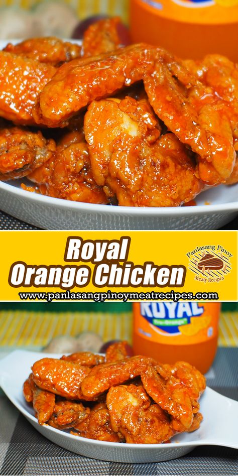 Royal Orange Chicken is a delectable fusion of crispy fried chicken coated in a sweet and tangy Royal Tru Orange soda syrup. #RoyalOrangeChicken Chicken Wings Cooked In Orange Juice, Crispy Fried Chicken Wings, Orange Juice Recipes, Soda Syrup, Fried Chicken Wings, Crispy Fried Chicken, Orange Soda, Chicken Wing, Fried Chicken Recipes