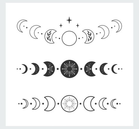 Moon Phases Drawing, Moon Phase Tattoo, Phase Tattoo, Moon Cycle Tattoo, Anniversary Tattoo, Full Moon Tattoo, Moon Phases Tattoo, Hand Tats, Witch Tattoo