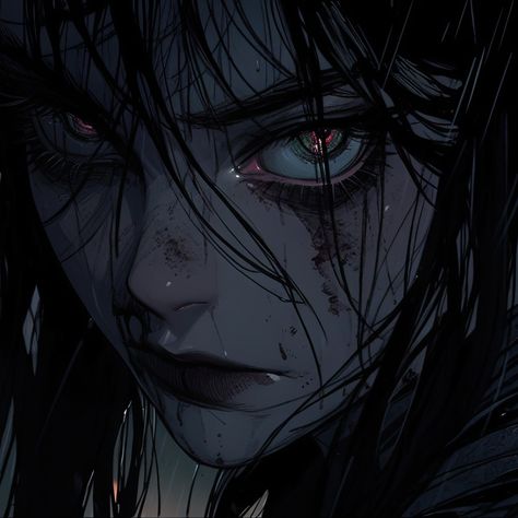 Dark Art Illustrations, Arte Inspo, Digital Art Anime, 영감을 주는 캐릭터, Digital Art Girl, Red Eyes, Dark Anime, Character Portraits, Dark Fantasy Art