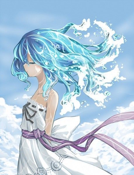 Girl With Blue Hair, Girl In Water, Have Inspiration, Anime People, Fan Art Drawing, Art Et Illustration, 판타지 아트, Art And Illustration, I Love Anime