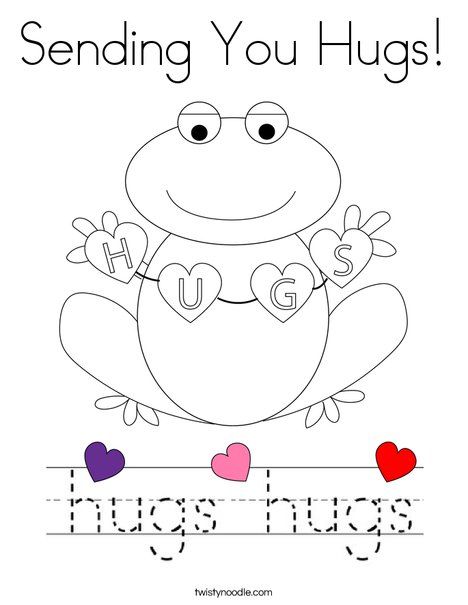 Sending You Hugs Coloring Page - Twisty Noodle Hug Coloring Page, Thinking Of You Coloring Pages, Sending You Hugs, Quarantine Activities, Sending You A Hug, Twisty Noodle, Learning Binder, Easy Art For Kids, Valentines Day Coloring Page