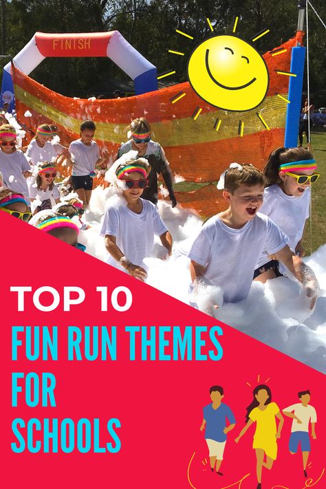 School Jogathon Ideas, Fun Run Decorating Ideas, Boosterthon Fun Run, Pto Party Ideas, Fun School Wide Events, Fun Events For Elementary School, Running Club Ideas, Fun Run School Fundraiser, Elementary Running Club Ideas