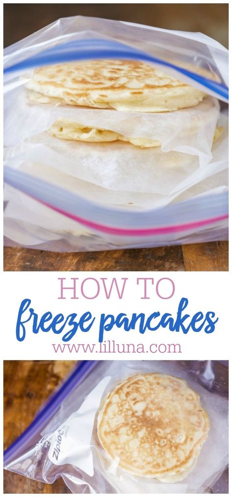 Freezing pancakes is my all-time favorite mom hack. Make a big batch, throw them in the freezer, and you've got an easy breakfast for busy mornings! #howtofreezepancakes #pancakes #freezingpancakes #mealprep #foodstorage Freezing Pancakes, Freezer Pancakes, Strawberry Pancakes Recipe, Cinnamon Roll Pancakes Recipe, Cinnamon Pancakes Recipe, Homemade Buttermilk Pancakes, Breakfast For Busy Mornings, Chocolate Chip Pancakes Recipe, Freeze Pancakes