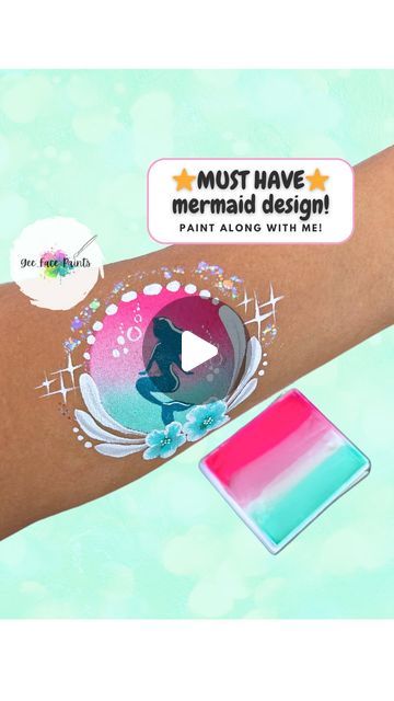 Easy Mermaid Face Paint, Mermaid Face Painting, Simple Face Painting Ideas, Mermaid Face Paint, Glitter Face Paint, Face Painting Supplies, Glitter Palette, Face Painting Tutorials, Glitter Liner