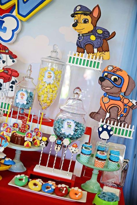 Paw Patrol Birthday Party Ideas | Photo 3 of 29 | Catch My Party Dessert Party Ideas, Patrolne Sape, Paw Patrol Pinata, Paw Patrol Party Ideas, Paw Patrol Theme Party, Paw Patrol Birthday Party Ideas, Ideas Para Decorar Una Fiesta, Paw Patrol Party Favors, Paw Patrol Birthday Decorations