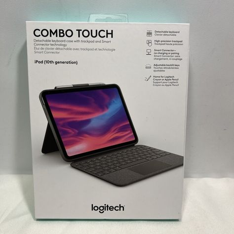 Logitech Combo Touch Keyboard Case for Apple iPad 10th Gen. - Oxford Gray Logitech Combo Touch, Ipad 10th Gen, Keyboard Case, Ebook Reader, Apple Pencil, Logitech, Open Box, Apple Ipad, Computer Tablet