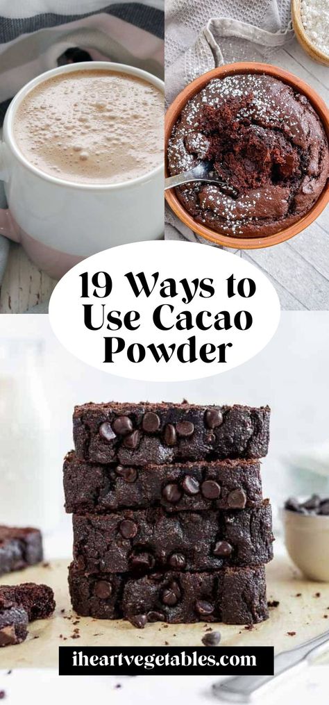 Looking for recipes that use cacao powder? From brownies to hot chocolate, smoothies to snacks, there are tons of ways to use this delicious ingredient! Walnut Fudge Recipe, Cacao Powder Recipe, Cacao Recipes, Chocolate And Vanilla Cake, Walnut Fudge, Marble Cake Recipes, Sweet Potato Brownies, Homemade Nutella, Creamy Smoothies