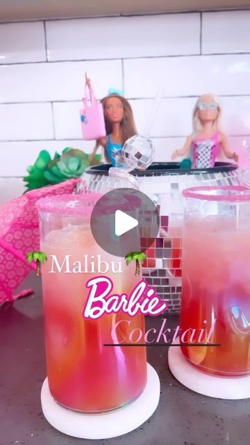 Brittany Garcia on Instagram: "🌴💕Malibu BARBIE Cocktail💕🌴 . Cocktail Friday but Keep It On Brand! Shop up this yummy cocktail for you and the girls in honor of @barbiethemovie coming out TODAY!!!🥂🥂 You can comment BARBIE for the exact barware and ingredients of this cocktail 🤩💕  . 🌴 Malibu Barbie Cocktail Recipe: 2 shots Coconut Rum 2 oz pineapple orange juice 2 oz cranberry juice Splash of grenadine Splash of @sunnydcocktails  Glitter Cotton Candy from @thesiskiss  ENJOY!!!💕💕   #barbie #barbiemovie #barbiecocktails #malibubarbie #cocktails #fyp #trending #pinkcocktail #vodka #bluechairbayrum #boozycocktails #hardseltzer" Malibu Barbie Cocktail, Malibu Barbie Drink, Barbie Cocktail Drink, Barbie Drinks Alcohol, Coconut Girl Birthday Party, Malibu Barbie Party, Malibu Barbie Birthday Party, Barbie Cocktail, Juice Splash